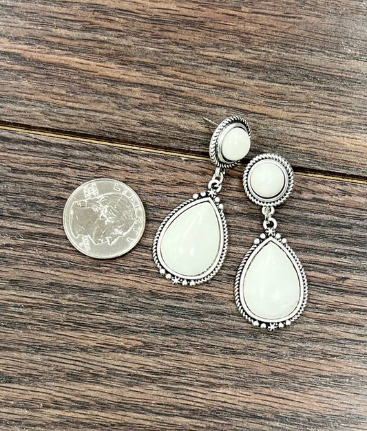 725815, Drop White Turquoise Post Earrings