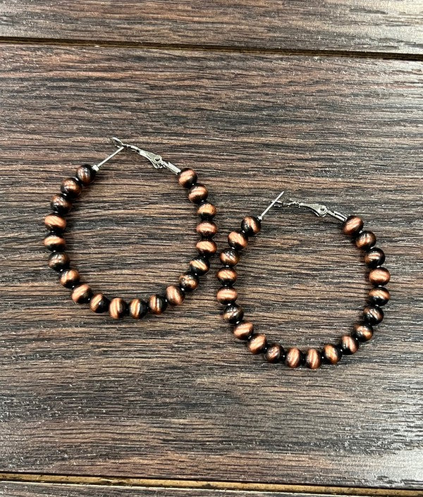 Copper Navajo Pearl Hoop Earrings