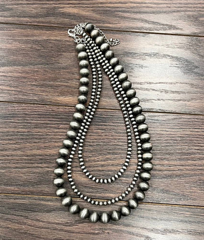 738320, Handmade 24" 3-strand Navajo Bead Necklace