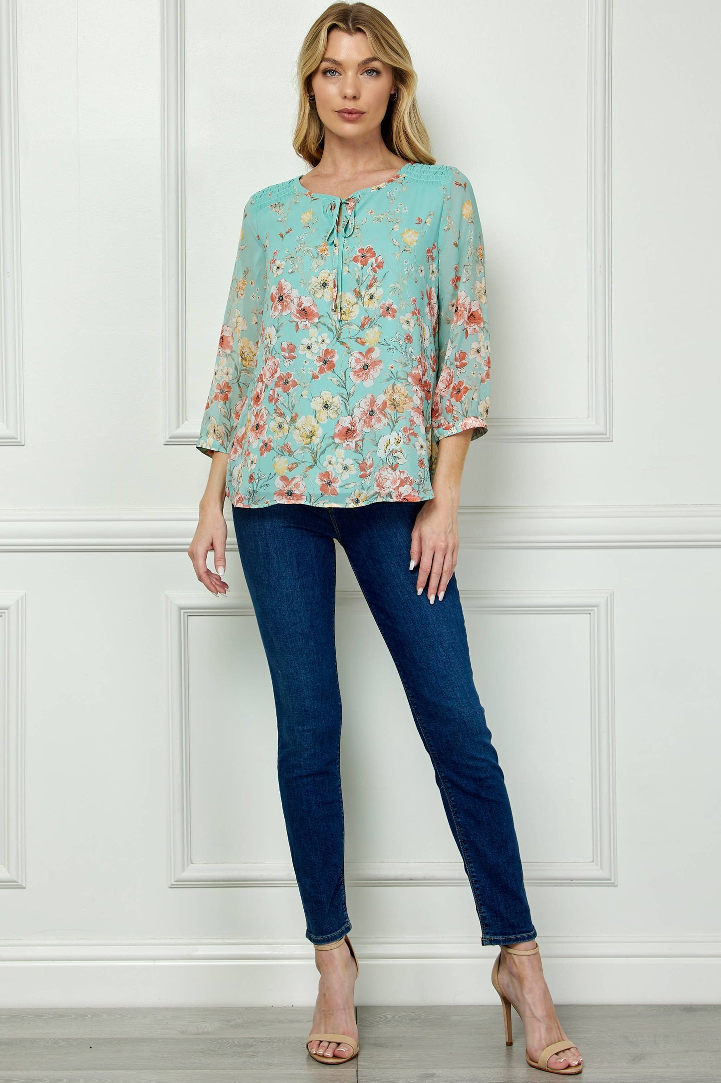 SEAFOAM FLORAL TOP