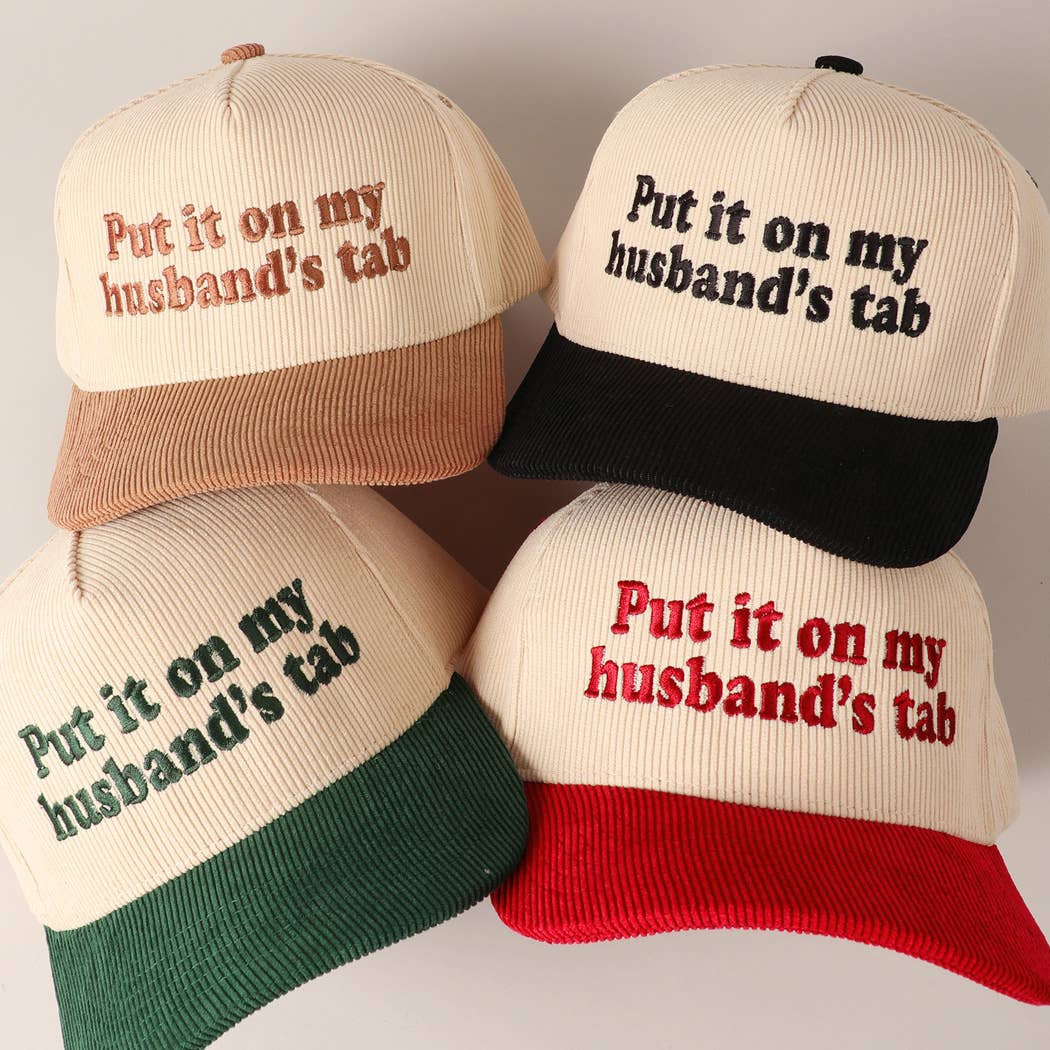 Put it on my husband's tab Two-Tone Corduroy Cap: Beige / ONE SIZE