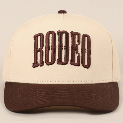 RODEO Two-Tone Embroidered Trucker Hat: BROWN / ONE SIZE