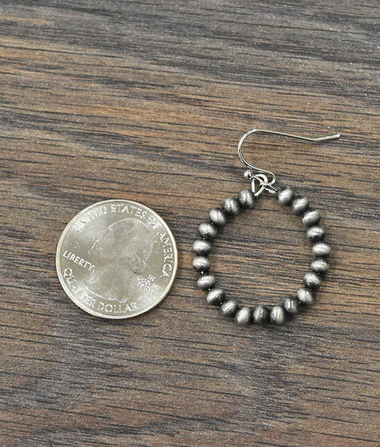 721303, Handmade Navajo Bead Hoop Earrings