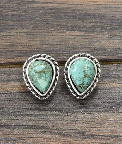 720957, 13mm Drop Turquoise Stud Earrings