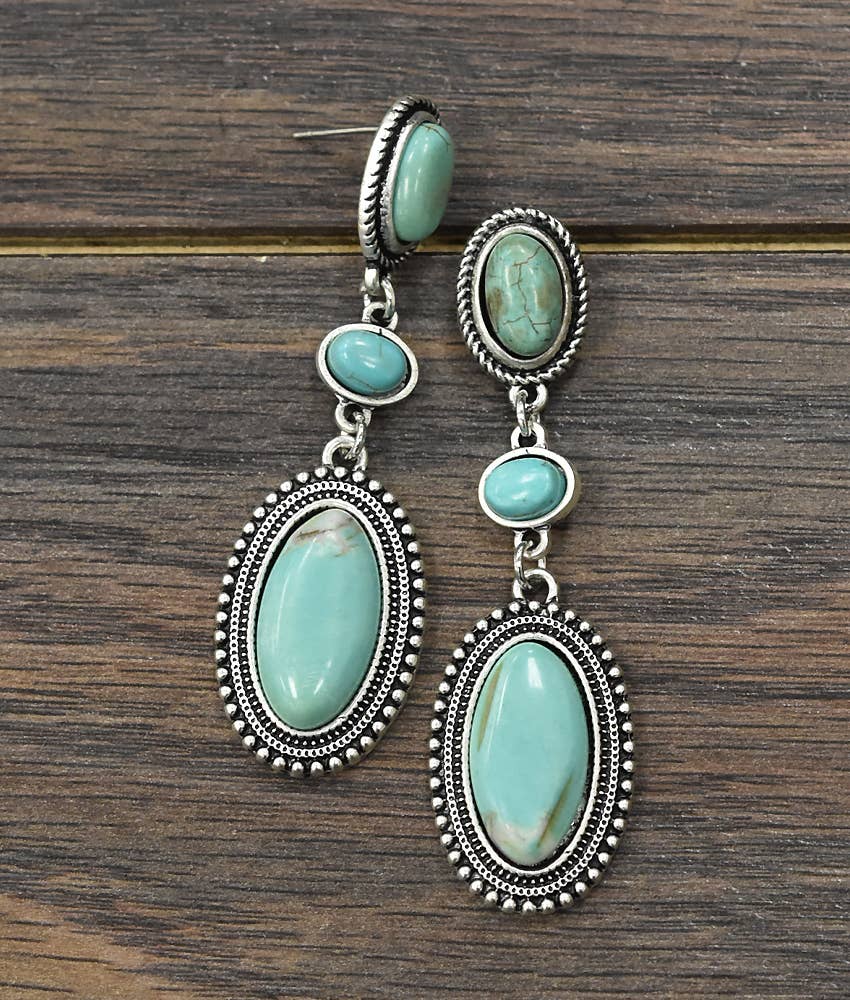 Turquoise Post Dangle Earrings