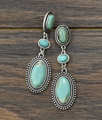 Turquoise Post Dangle Earrings