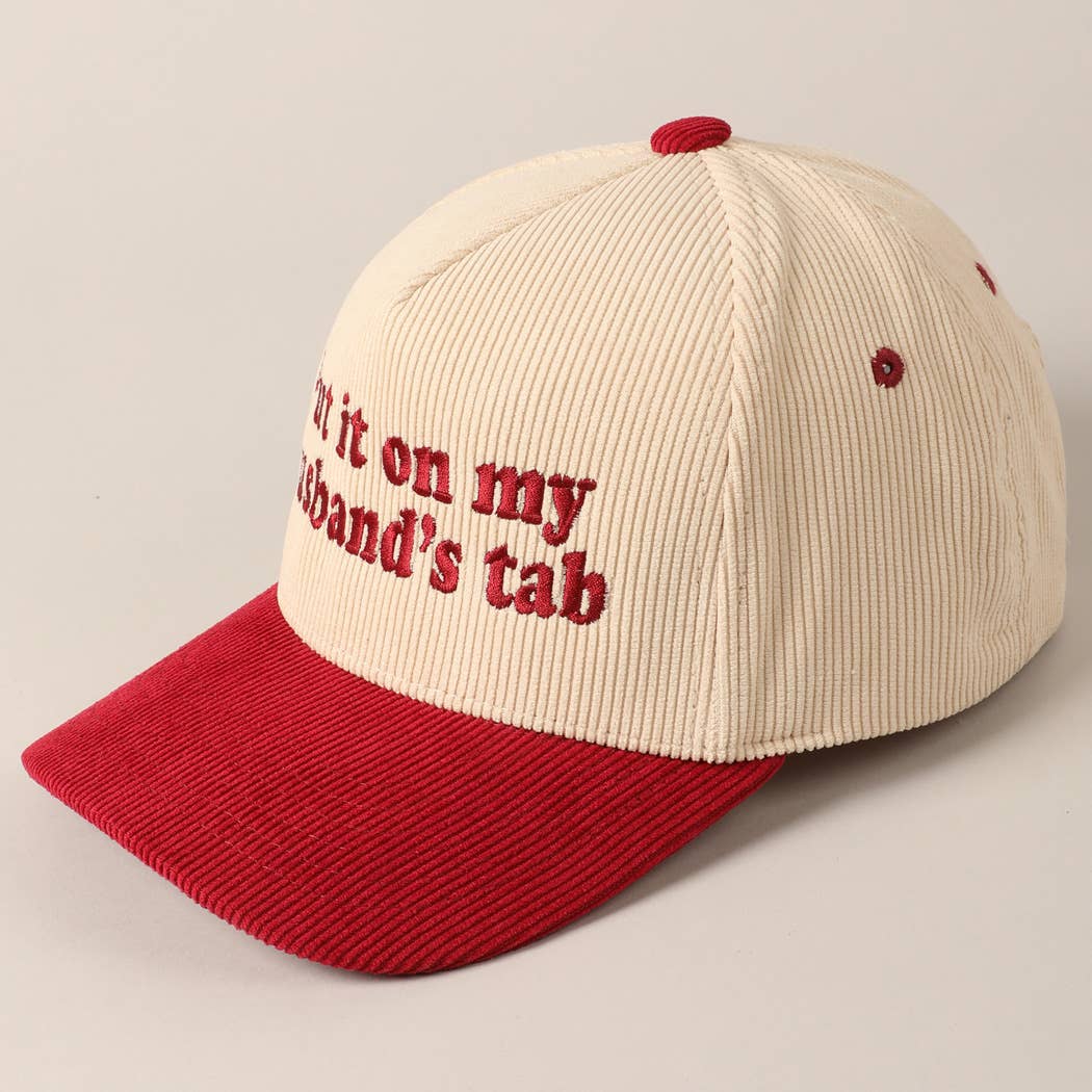 Put it on my husband's tab Two-Tone Corduroy Cap: Beige / ONE SIZE