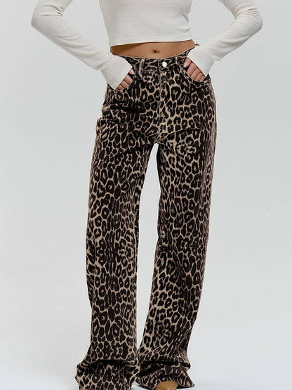 Brown Leopard Flare Pants