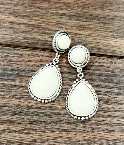 725815, Drop White Turquoise Post Earrings