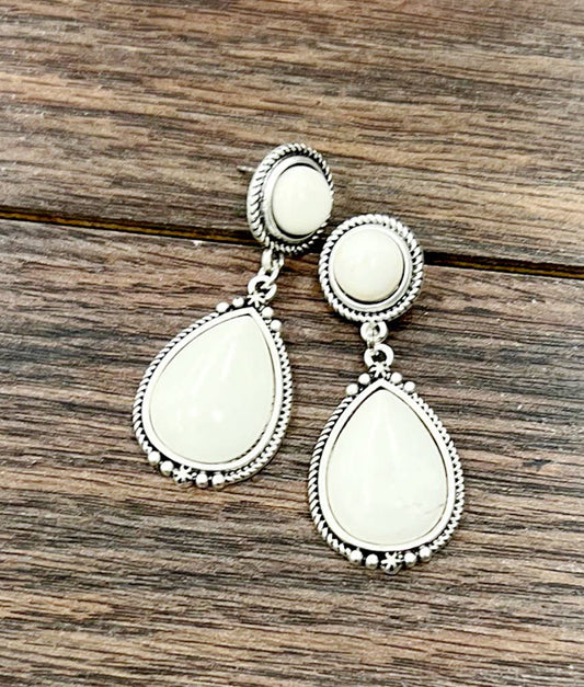 725815, Drop White Turquoise Post Earrings