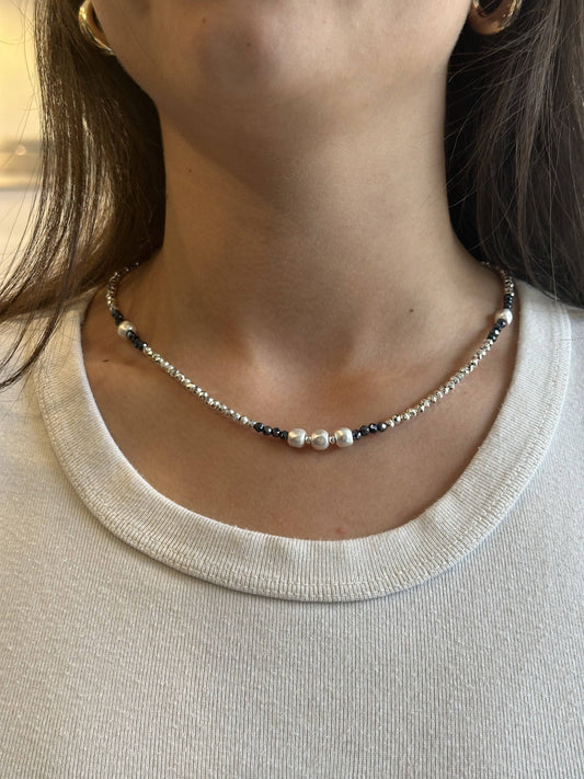 Midnight Blue and Silver Necklace
