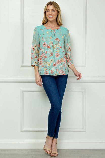 SEAFOAM FLORAL TOP