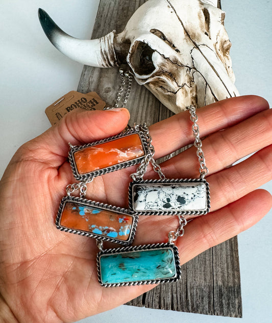 Western Stone Bar Necklace