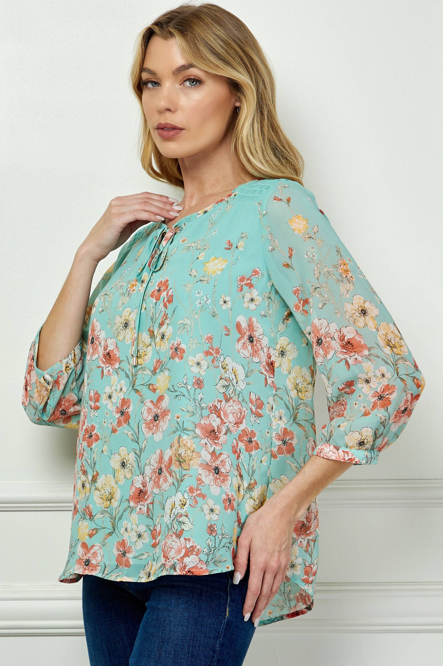SEAFOAM FLORAL TOP