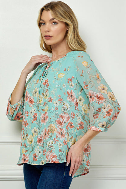 SEAFOAM FLORAL TOP