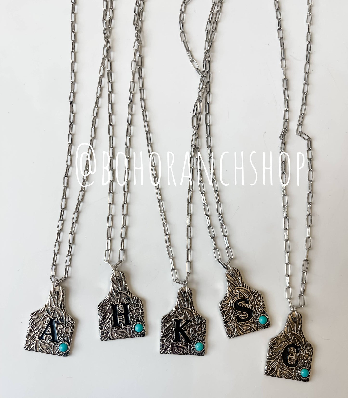 Initial Ear Tag Necklace