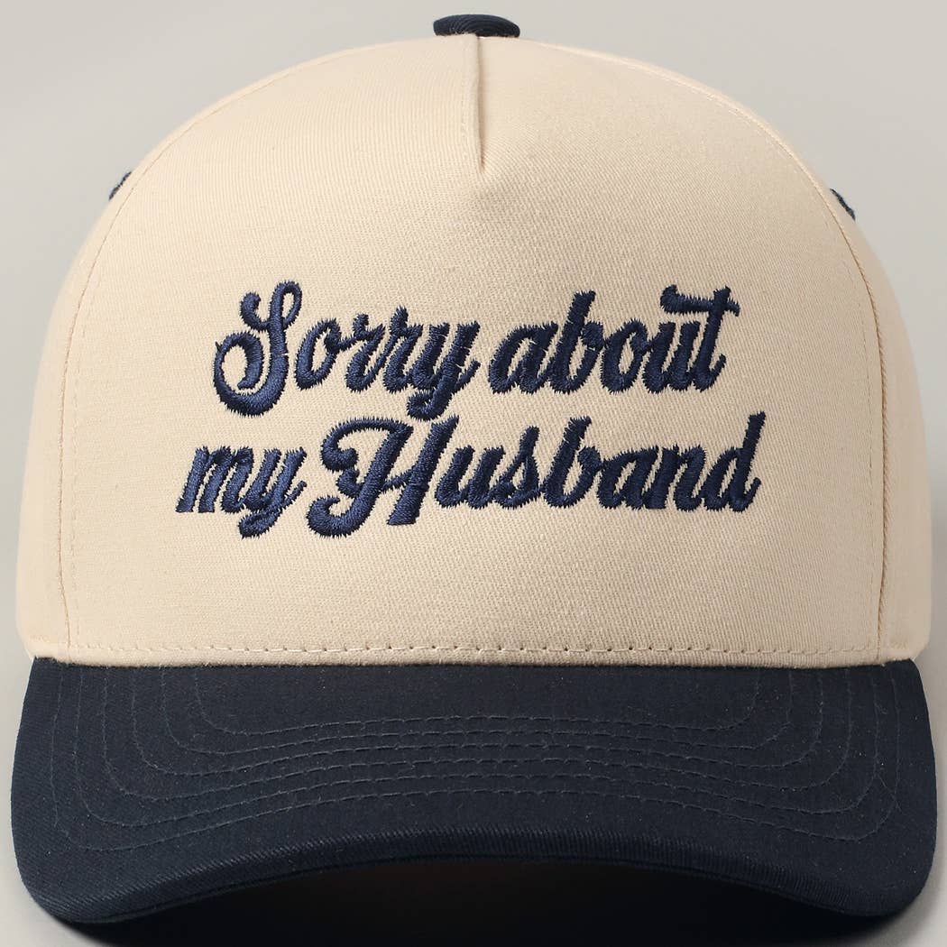 Sorry About My Wife / Husband Embroidery Two-Tone Canvas Cap: 1990-BLACK-WIFE / ONE SIZE