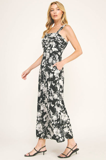 SERENITY WAVES PLEATED MAXI DRESS