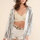 Sequin Fringe Star Back Open Cardigan