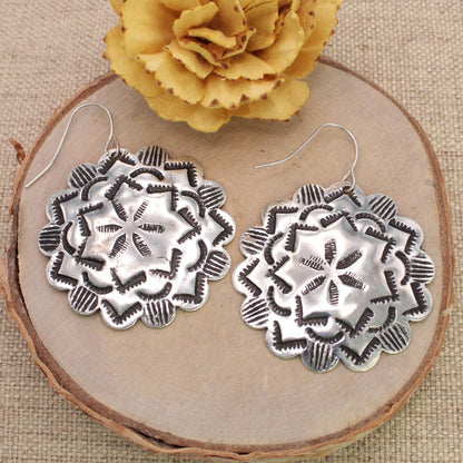 Textured Silver Concho Earrings