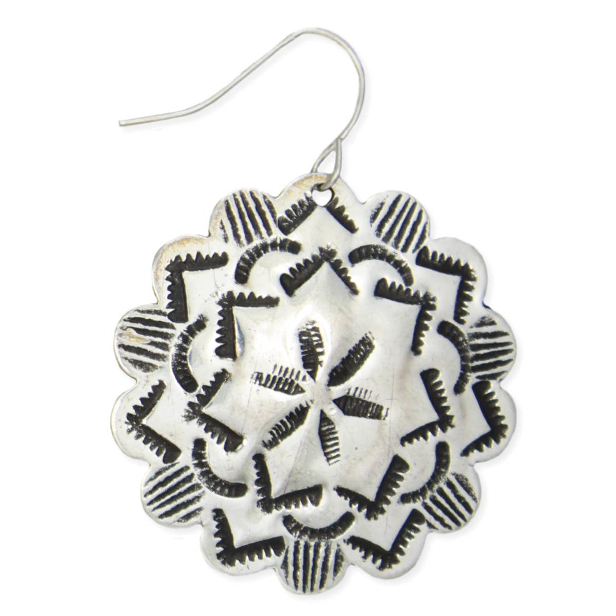 Textured Silver Concho Earrings