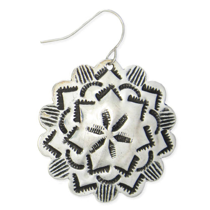 Textured Silver Concho Earrings