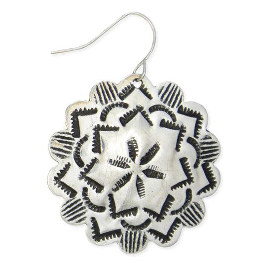 Textured Silver Concho Earrings