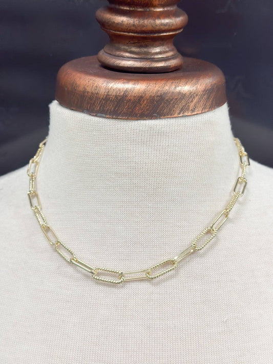 Cable and Paperclip Chain Necklace