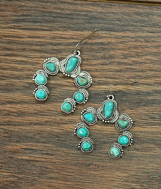 Squash Blossom Turquoise Earrings