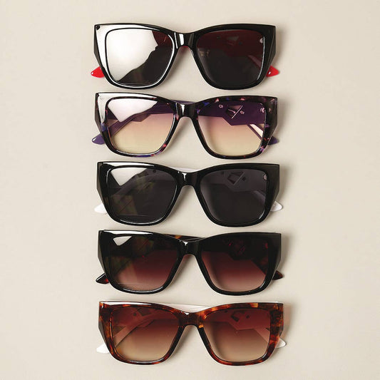 Women's Bold Stylish Leg Squared Sunglasses: 12 ASSORTED / ONE SIZE