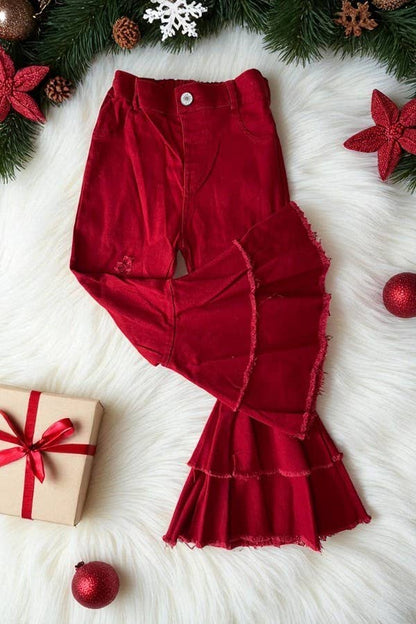 Red Denim Girls Bell Bottom Jeans