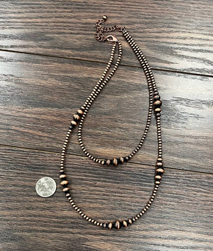 Handmade 22" Copper Navajo Bead Necklace