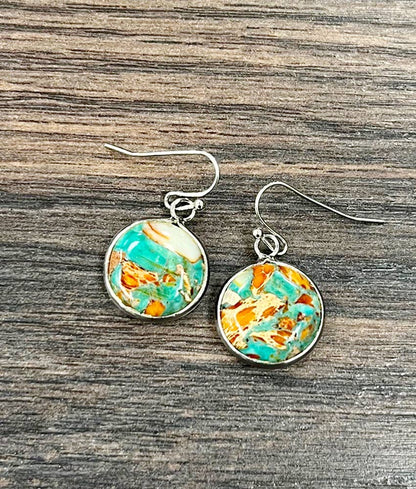 726352, 16mm Bezel Set Round Gemstone Earrings