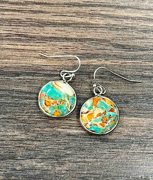 726352, 16mm Bezel Set Round Gemstone Earrings