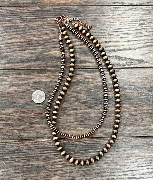 736627, Handmade 24" Copper Navajo Bead Necklace
