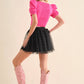 Elastic Waist Tulle Mesh Mini Skirt