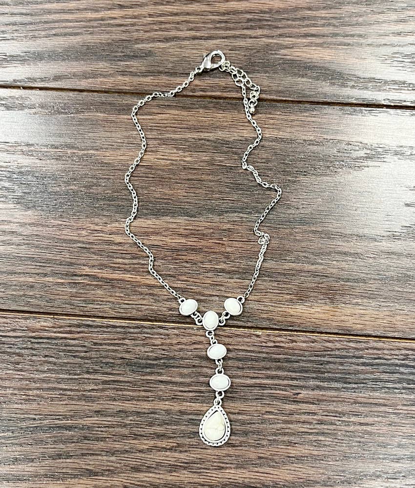 Western White Turquoise Y-Necklace