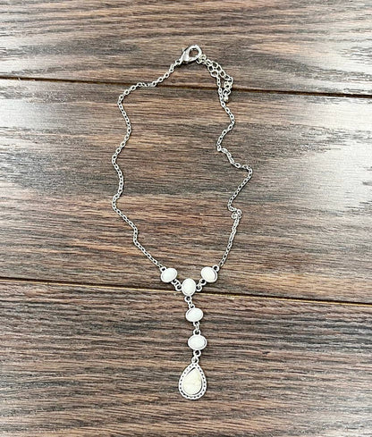 Western White Turquoise Y-Necklace