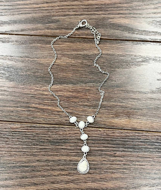 Western White Turquoise Y-Necklace