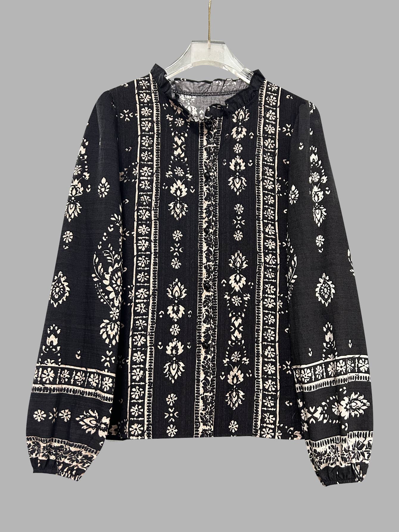Retro Bohemian Floral Print Blouse
