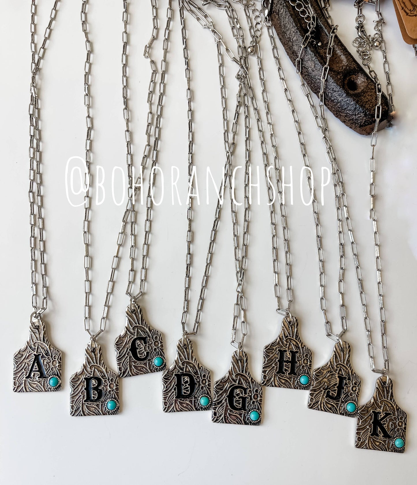 Initial Ear Tag Necklace