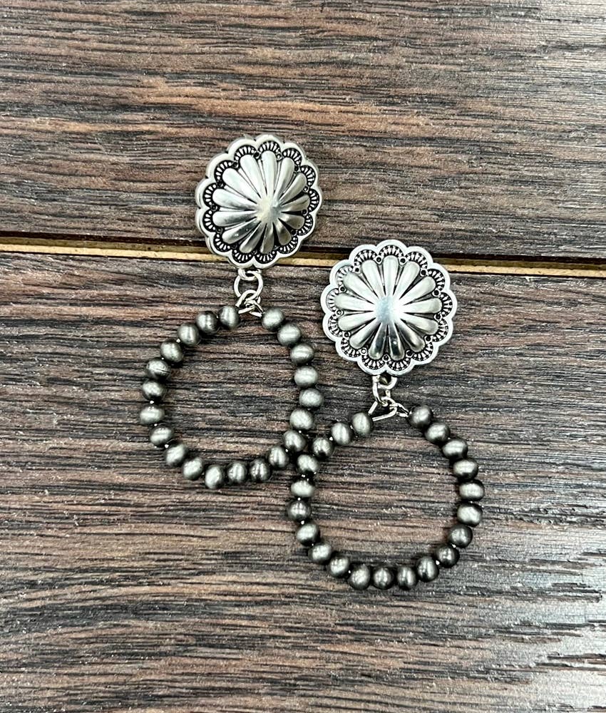 Western Bead Hoop Post Earrings
