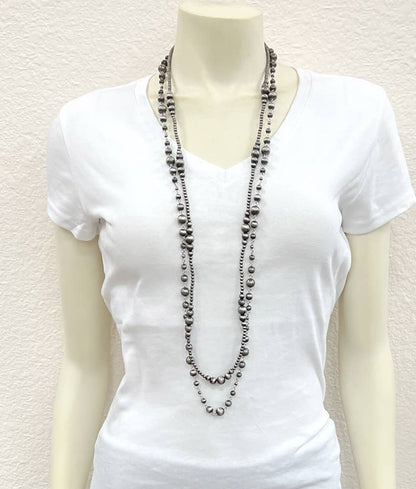 735576, 40-inch 2-strand Navajo Bead Necklace