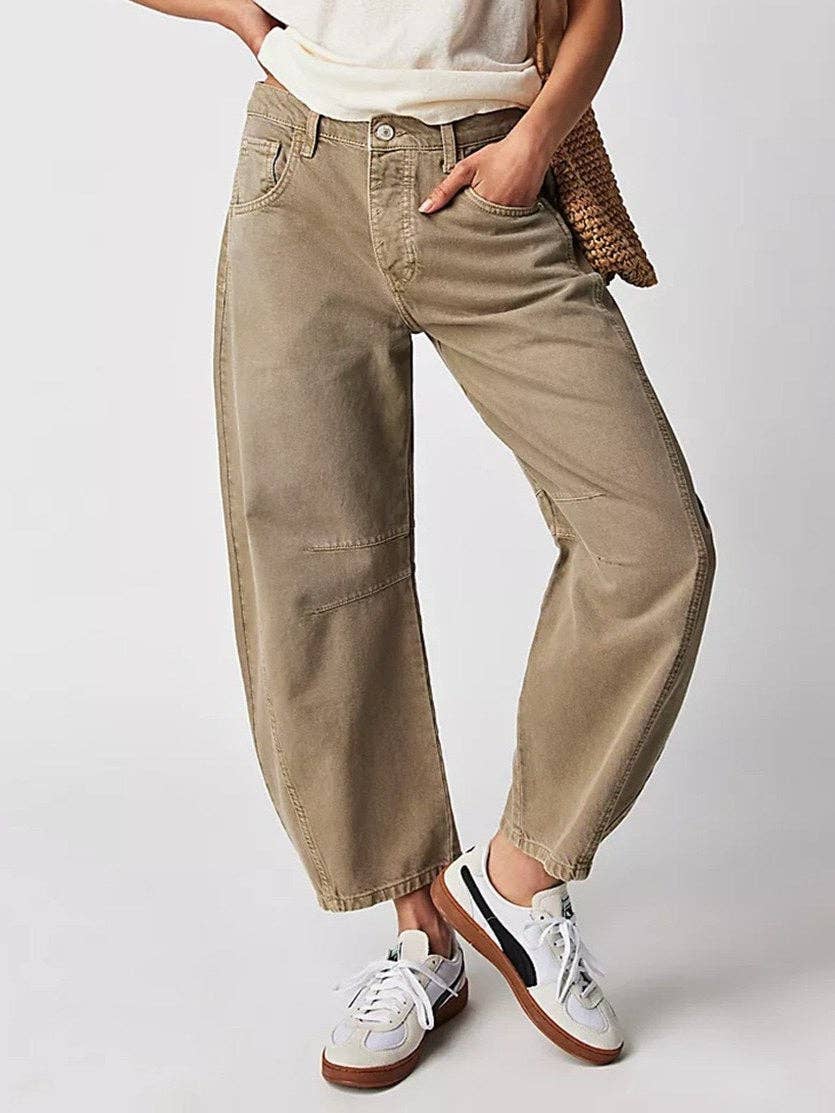 Mid Rise Loose Barrel Jeans