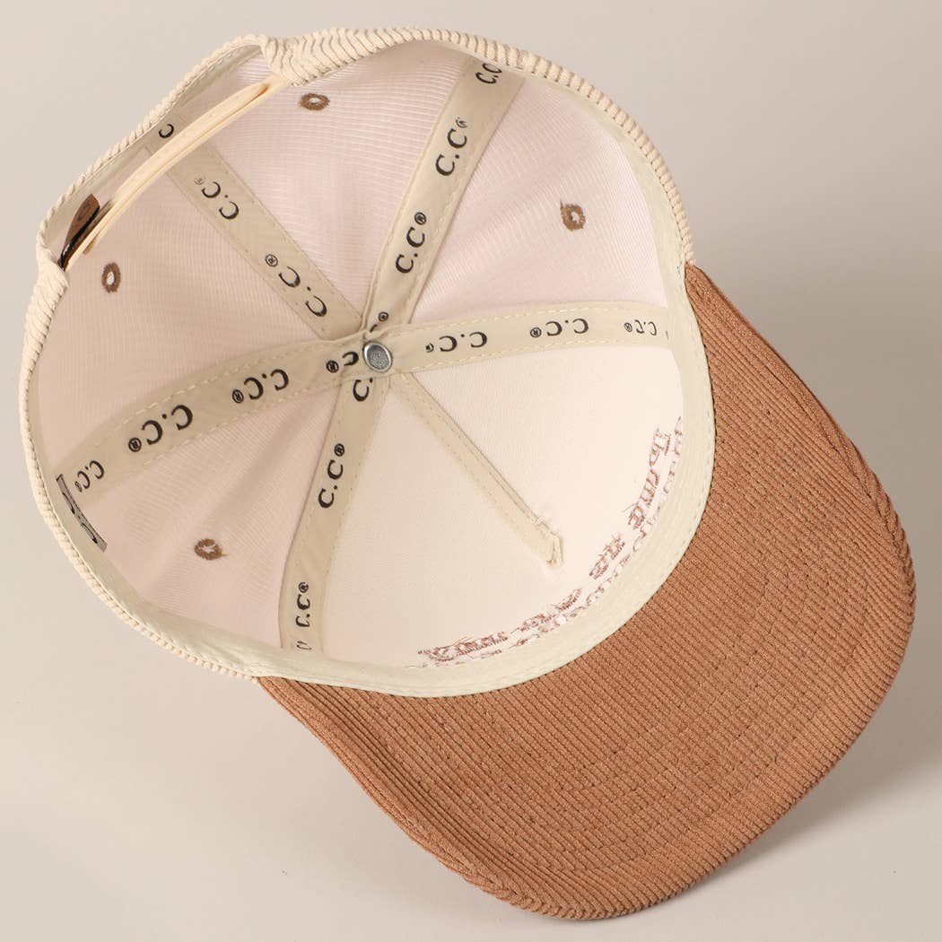 Put it on my husband's tab Two-Tone Corduroy Cap: Beige / ONE SIZE