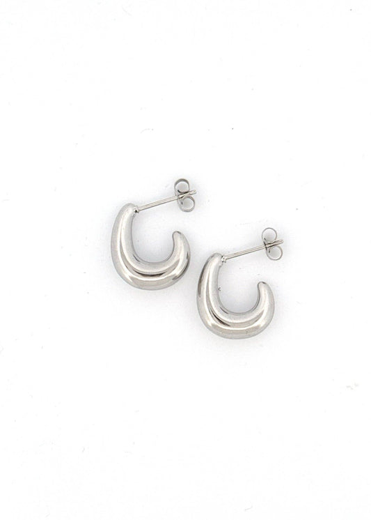 Silver Huggie Half Hoop Earrings