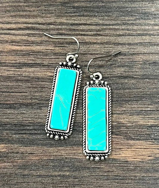 722008, Bar Turquoise Earrings