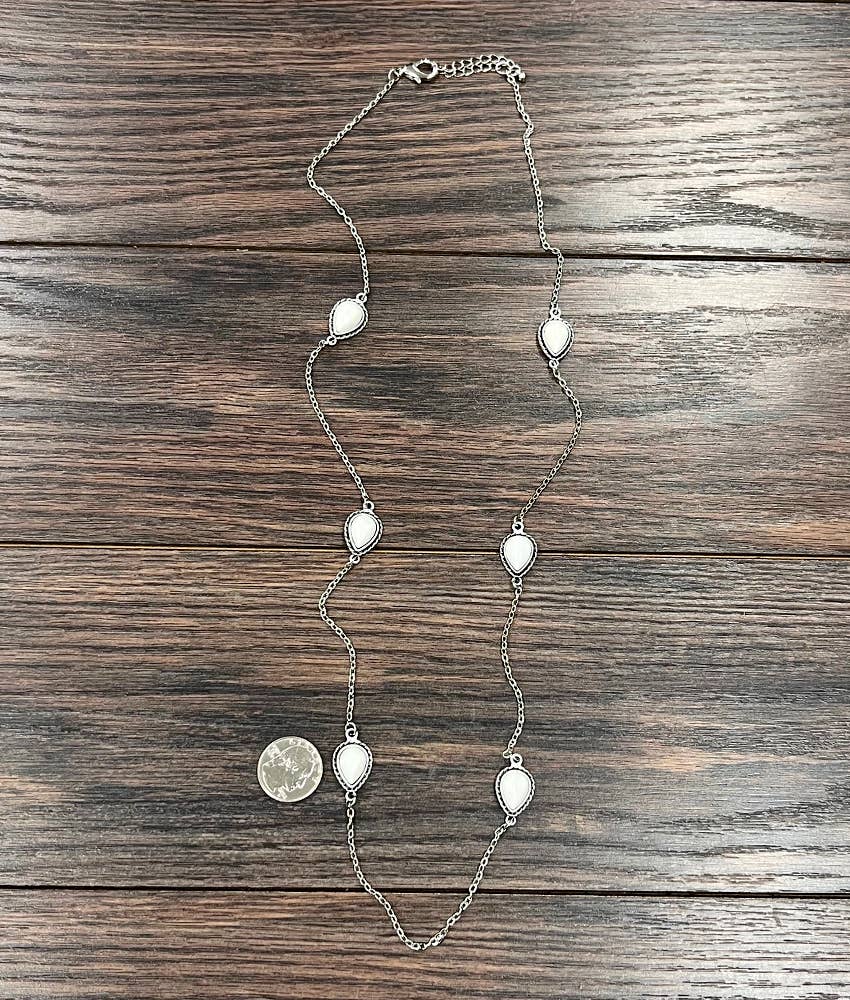 Handmade Drop White Turquoise Necklace