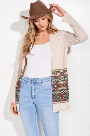 Aztec Printed Knit Cardigan