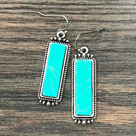 1.5" Bar Turquoise Earrings